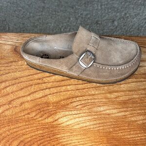 Birkenstock Buckley Tan Suede Buckle slip on loafers